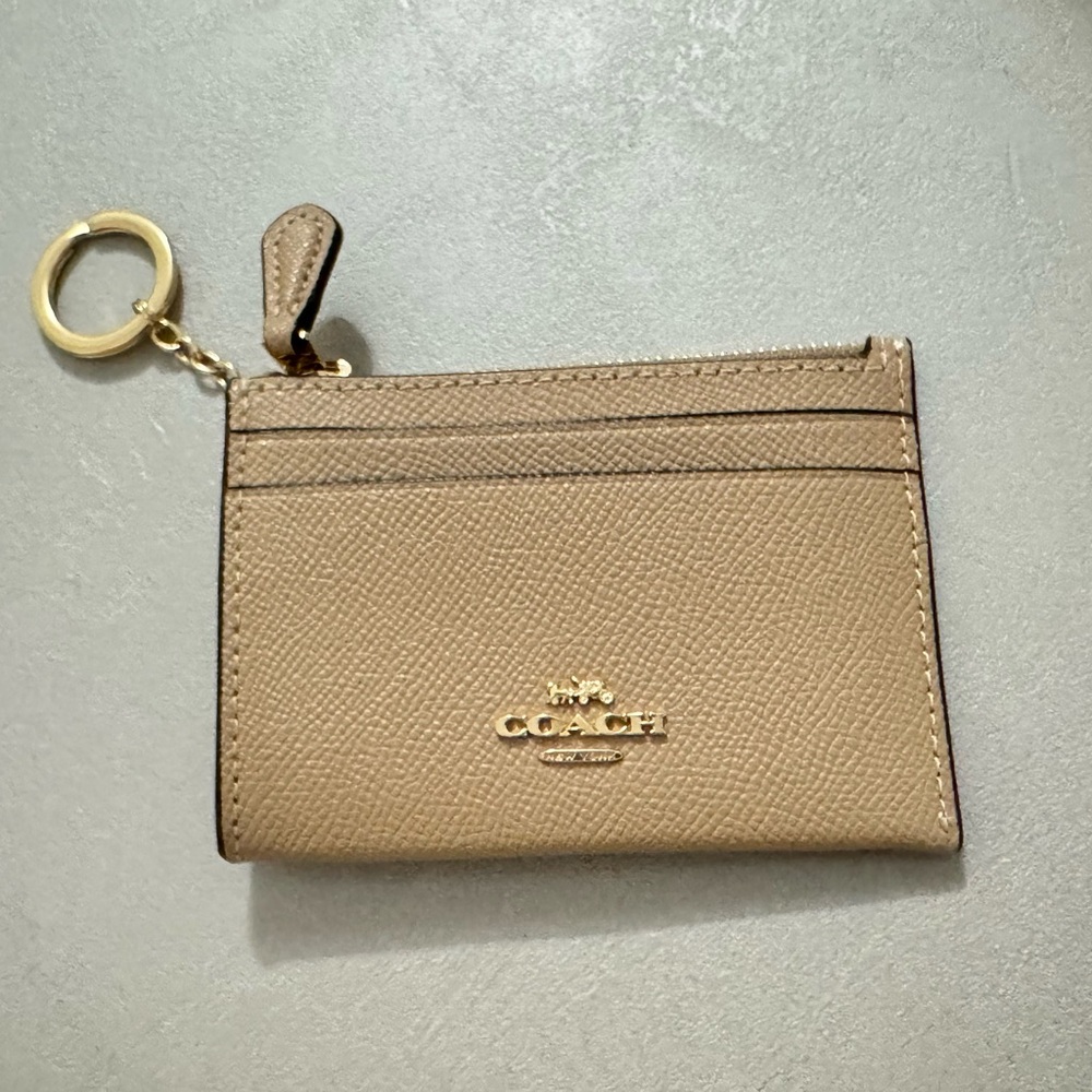 Coach Beige Leather Key Holder Wallet